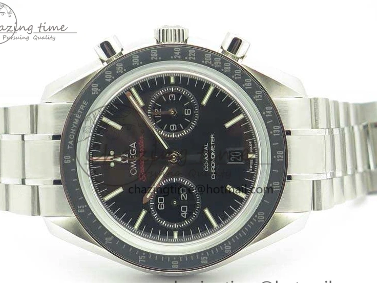 0317 TechFriendly SpeedMaster MoonWatch SS OMF 1:1 Best Edition Black Red Dial On SS Bracelet A9300 V 8092